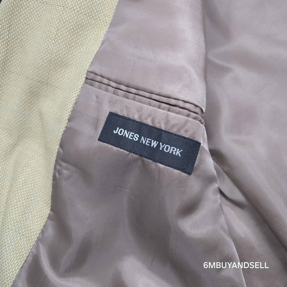 Jones New York‎ Silk Wool Blazer 44R Tan Sport Coat Classic Tailored Jacket